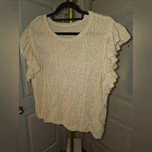 2 For $20 Cream Ruffled Knit Sweater‎ Pit To Pit 27 Plus